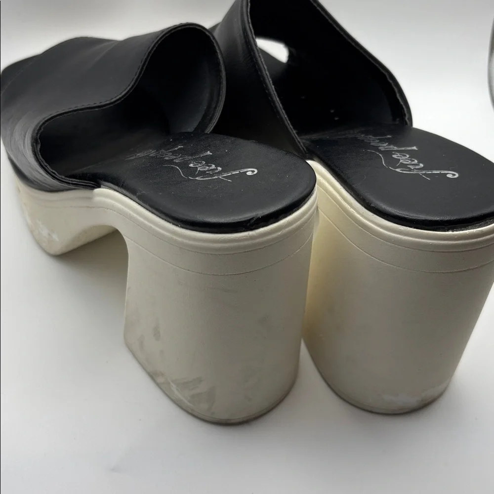 Free People Black and White Platform Mules - 39.5=9